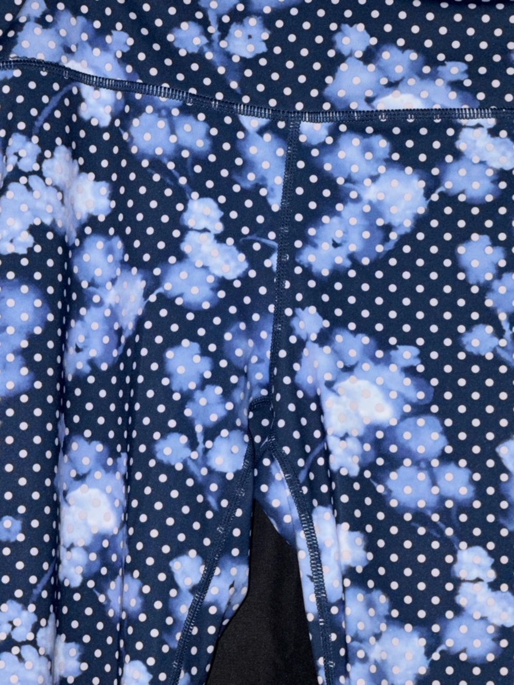Navy Blue Cloud/Floral & Polka Dot Performance Leggings — #142 - Picture 3 of 8